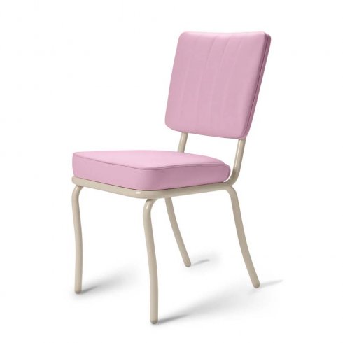 Diner stol Creme enfärgad rosa