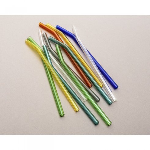 Glas Sugrör med böj - Klar