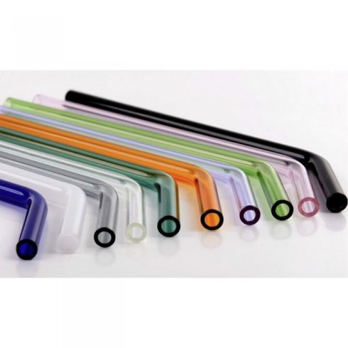 Glas Sugrör med böj - Grön