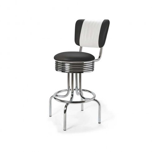 Diner barstol retro 66 cm med rygg svart