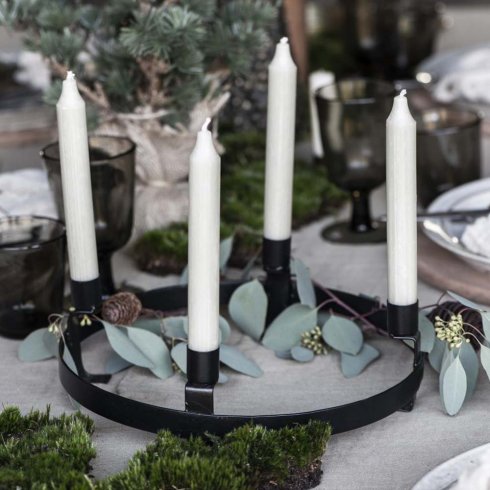 Adventsljusstake Rund Svart på fötter