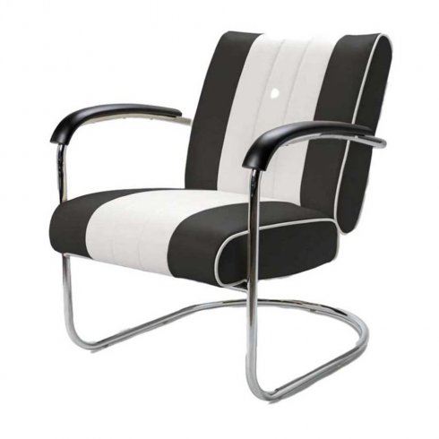 Diner stol retro med armstöd svart