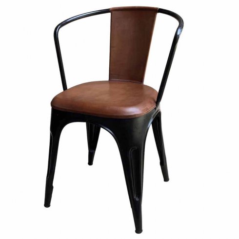 Matstol Living Svart med läder Trademark Living