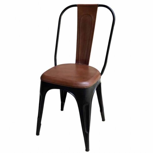 Matstol Living med hög rygg Svart med läder Trademark Living