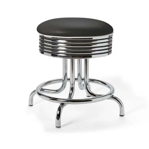 Retro pall rund låg svart