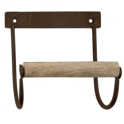 Toalettrullehållare i gammaldags stil med trärulle 