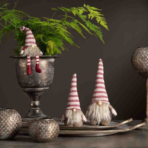 Tomte Stående Mörkröd/Beige Mix 2 pack
