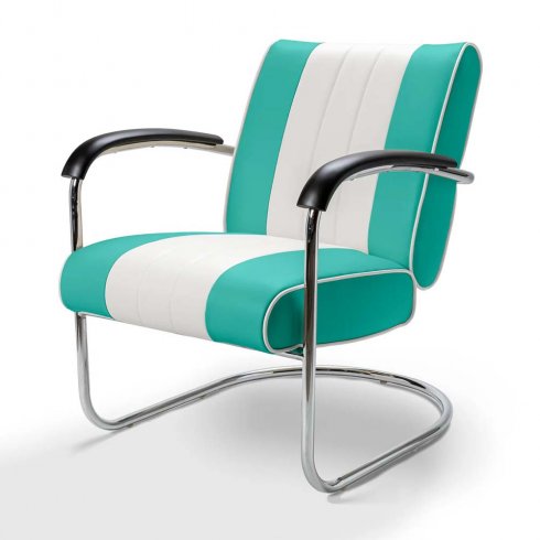 Diner stol retro med armstöd petrol