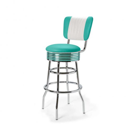 Diner barstol vintage med rygg turkos