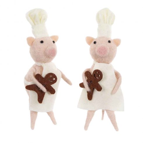 Julgransdekoration Ulldjur Gris Pepparkaka /st