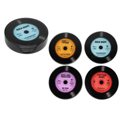 Glasunderlägg Records 4 pack