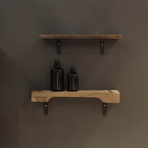 Trähylla med konsoler i återvunnet trä 100 cm