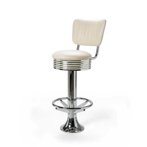 Diner barstol golvfast med fotstöd & rygg off white