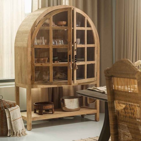 Riko Vitrinskåp med hylla & glasdörrar