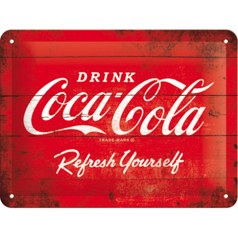 Coca cola 1960 logo refresh skylt 15x20 cm