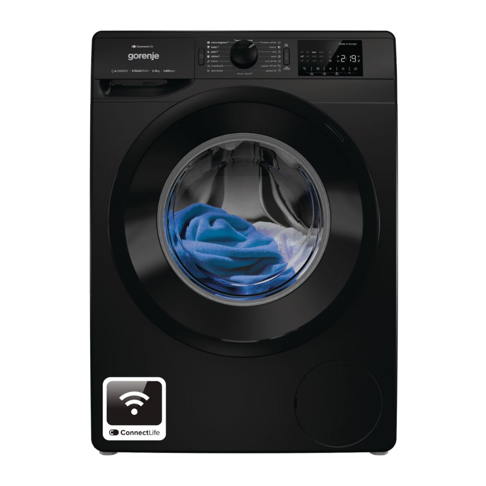 Gorenje tvättmaskin WPNEI84A1SW/B Svart - Gorenje
