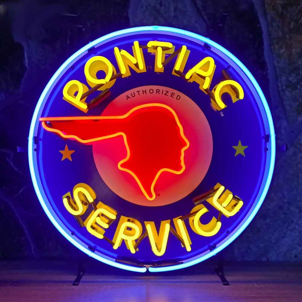 Läs mer om Neonskylt Pontiac Service med bakgrund