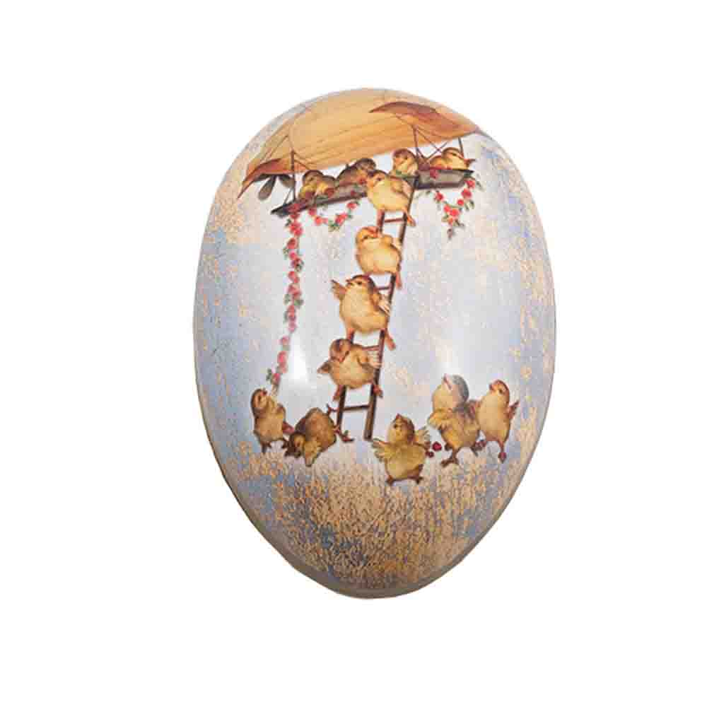 Läs mer om Påskägg i gammaldags stil 15 cm Kycklingar på stege 1 st