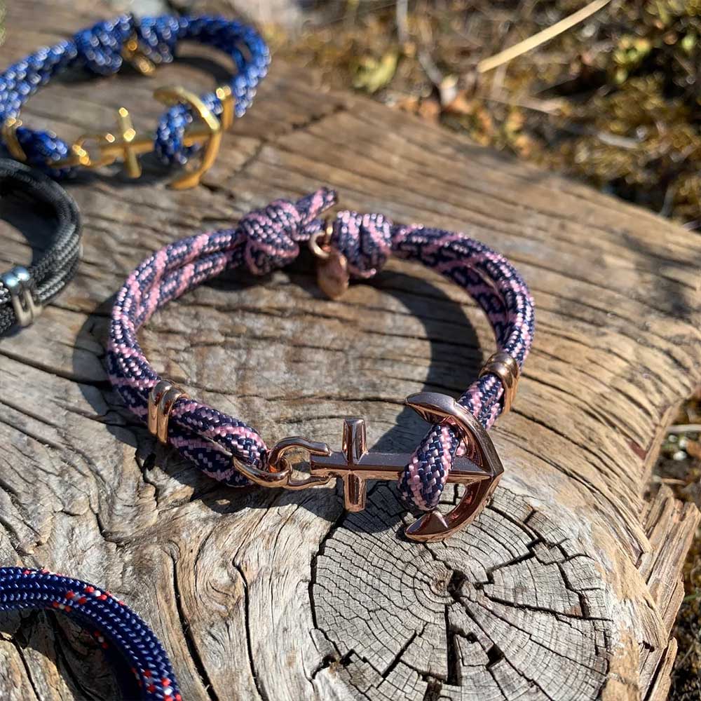 Ankare Armband Key West - Guldplätterad stål Rosa/Blå